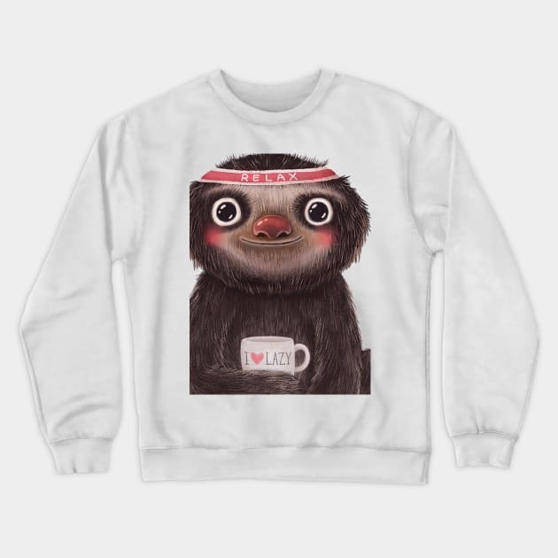 Sloth I♥lazy Crewneck Sweatshirt by Lime